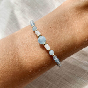 Bransoletka Adiya z masą perłową i akwamarynem