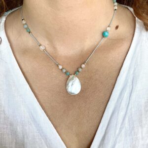 Naszyjnik Ditya z k. księżycowym i akwamarynem