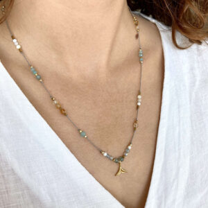 Naszyjnik Esha z akwamarynem i cytrynem