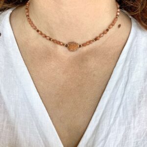 Naszyjnik Gauri z k. słonecznym i druzą agatu