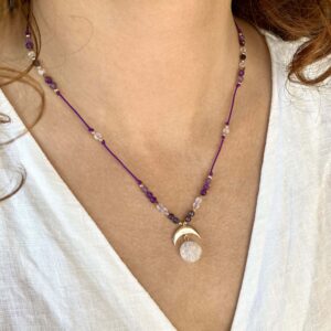 Naszyjnik Mohini z ametystem i k.księżycowym