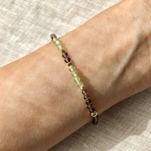 Bransoletka Pranaya z prehnitem i kwarcem dymnym