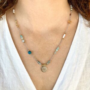 Naszyjnik Sanika z akwamarynem i cytrynem