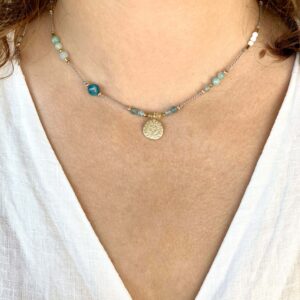 Naszyjnik Sanika z akwamarynem i cytrynem