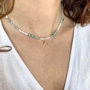 Naszyjnik Sayani z turkusem i masą perłową