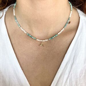 Naszyjnik Sayani z turkusem i masą perłową