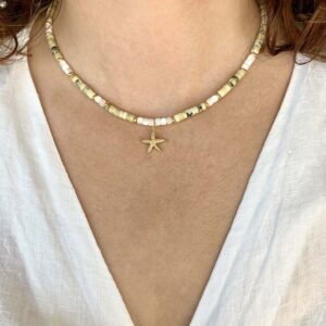 Naszyjnik Soniya z masą perłową i lizardytem