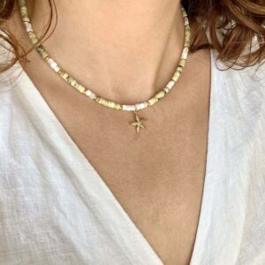 Naszyjnik Soniya z masą perłową i lizardytem