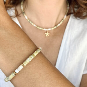 Bransoletka Saranya z masą perłową i lizardytem