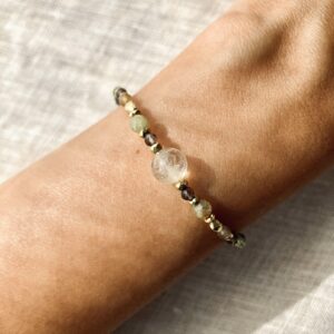 Bransoletka Vamsi z prehnitem i kwarcem dymnym