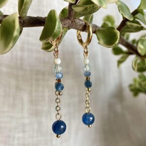 Kolczyki Hanishi z kyanitem i akwamarynem