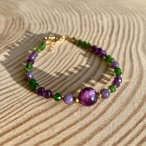 Bransoletka z tanzanitem i diopsydem