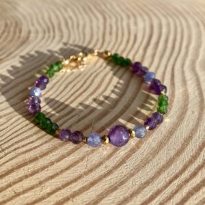 Bransoletka z tanzanitem i diopsydem