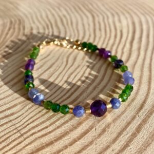 Bransoletka z tanzanitem i diopsydem