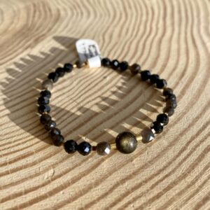 Bransoletka z turmalinem i obsydianem