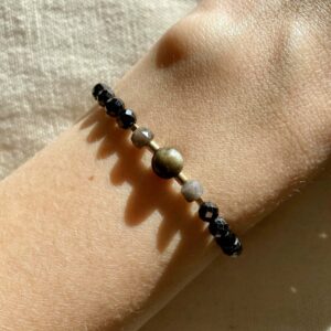 Bransoletka z turmalinem i obsydianem