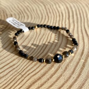 Bransoletka z turmalinem i obsydianem