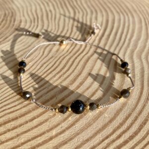 Bransoletka z turmalinem i obsydianem