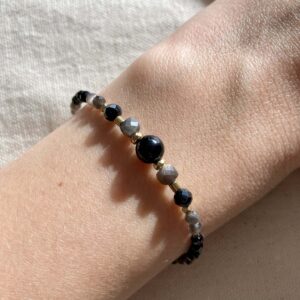 Bransoletka z turmalinem i obsydianem