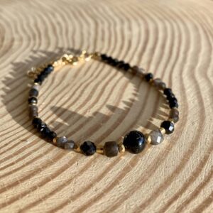 Bransoletka z turmalinem i obsydianem