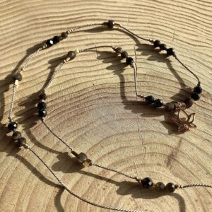 Naszyjnik z turmalinem i obsydianem