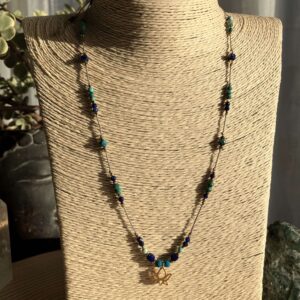 Naszyjnik z turkusem, lapis lazuli i chryzokolą