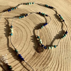 Naszyjnik z turkusem, lapis lazuli i chryzokolą