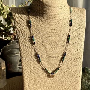 Naszyjnik z turkusem, lapis lazuli i chryzokolą