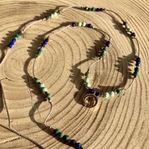 Naszyjnik z turkusem, lapis lazuli i chryzokolą